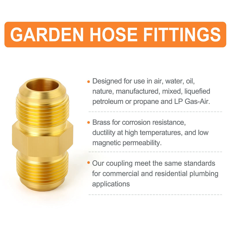 [Australia - AusPower] - GASHER 5PCS Metals Brass Tube Fitting, Half-Union, 1/2" Flare x 1/2" Flare Male Pipe Fittings 5 