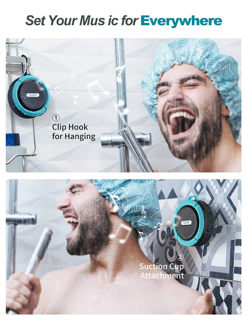 [Australia - AusPower] - Waterproof Bluetooth Speaker, Bluetooth Speaker for Shower with Loud HD Sound, Shower Speakers Bluetooth Wireless with Suction Cup & Sturdy Hook for Outdoor, Beach, Pool, Kayaking, Biking, Hiking 