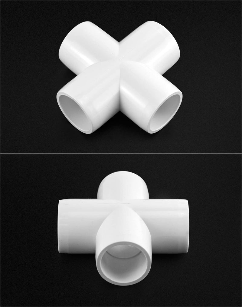 [Australia - AusPower] - QWORK 4 Way 1/2" Cross PVC Fitting, 10 Pack PVC Fitting Connector, Furniture Grade, for Building Furniture and PVC Structures, White 1/2 Inch 4 Way Cross 