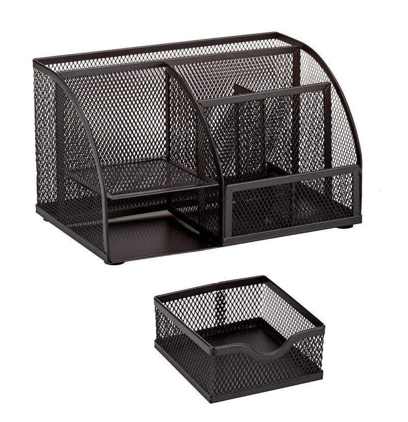 [Australia - AusPower] - Annova Mesh Desk Organizer Office with 7 Compartments + Drawer/Desk Tidy Candy/Pen Holder/Multifunctional Organizer - Black 