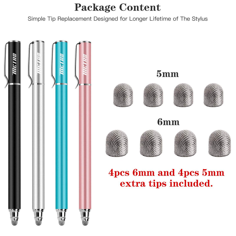 [Australia - AusPower] - METRO Universal Stylus Pens for Touch Screens - High Sensitivity Capacitive Stylus Fiber Tips 2 in 1 Touch Screen Pen with 8 Extra Replaceable Tips for iPad iPhone and All Other Tablets & Cell Phones 