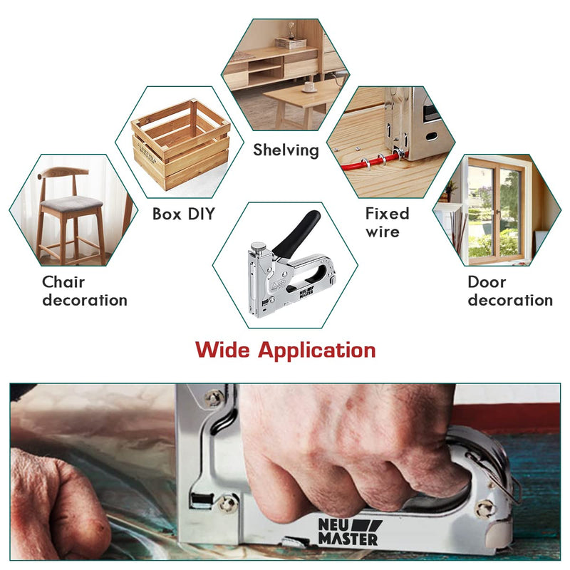 [Australia - AusPower] - Staple Gun NEU MASTER, 3 in 1 Heavy Duty Staple Gun with 1000Pcs Staples, Manual Staple Gun for Upholstery, Fixing Material, Decoration, Carpentry, Furniture Stapler Gun+1000pcs Staples 
