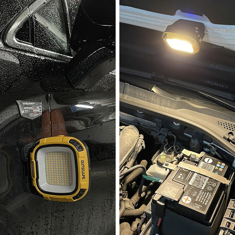 [Australia - AusPower] - OUTSCAPE Portable LED Work Light Rechargeable LED Work Light with Magnetic Base for Outdoor, Job Site Lighting, Machine Repair, Camping 