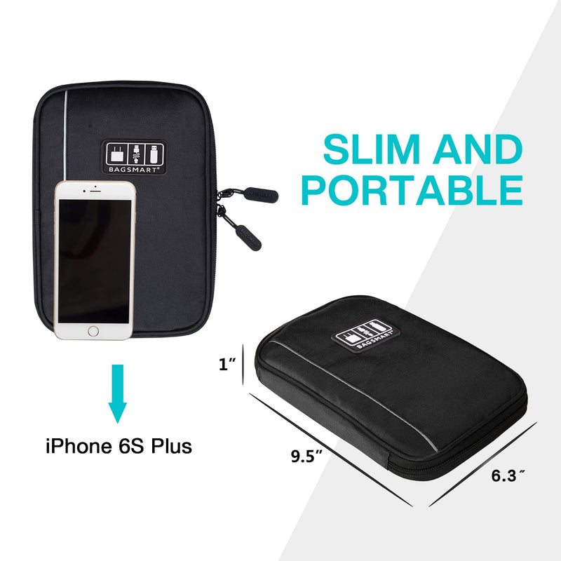 [Australia - AusPower] - BAGSMART Electronic Organizer Small Travel Cable Organizer Bag for Hard Drives,Cables,USB, SD Card,Black Black 