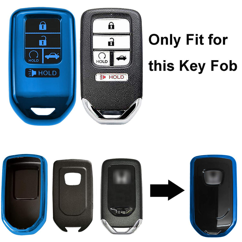 [Australia - AusPower] - SZJYLTC 5 Button Key Fob Case Cover for Honda 2019 Accord Civic Pilot Odyssey Passport CRV Smart Remote,Key Soft TPU Full Cover Protection Key Fob Shell Blue 