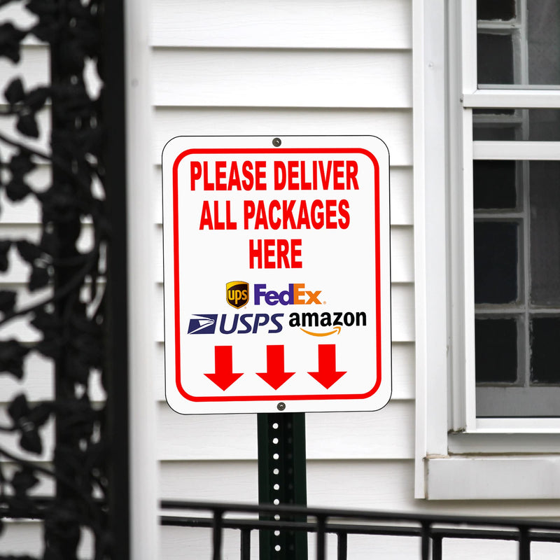 [Australia - AusPower] - Please Deliver All Packages Here Arrows Delivery Sign for Delivery Driver - Delivery Instructions for My Packages from Amazon, FedEx, USPS, UPS, Indoor Outdoor Signs for Home, Office, Work, 8.5"x10" 8.5"x10" 