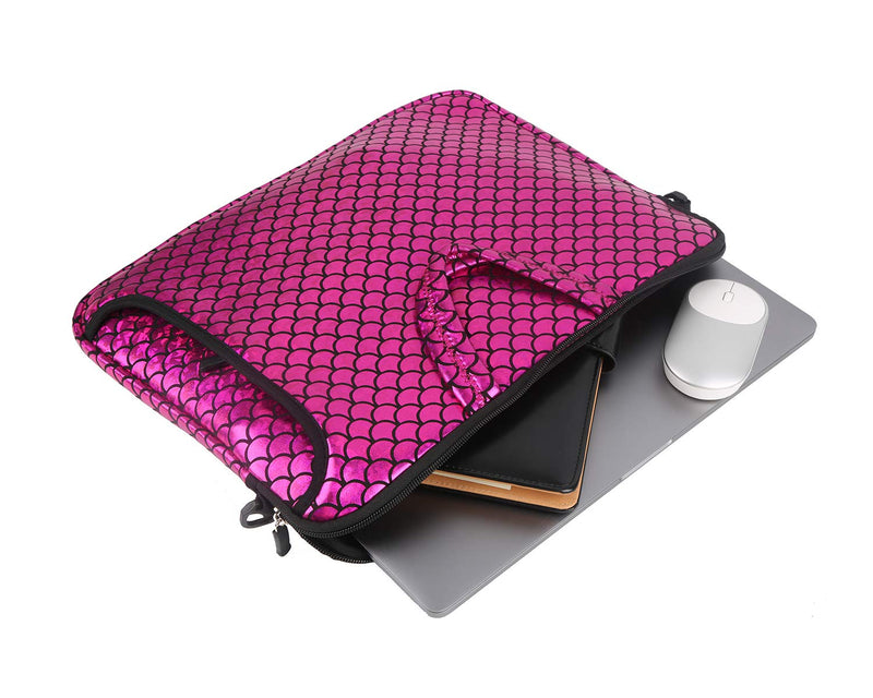 [Australia - AusPower] - 14-Inch Laptop Shoulder Carrying Bag Case Sleeve For 13" 13.3" 14 inch Macbook/Notebook/Ultrabook/Chromebook, Mermaid Scale (Purple) Red 