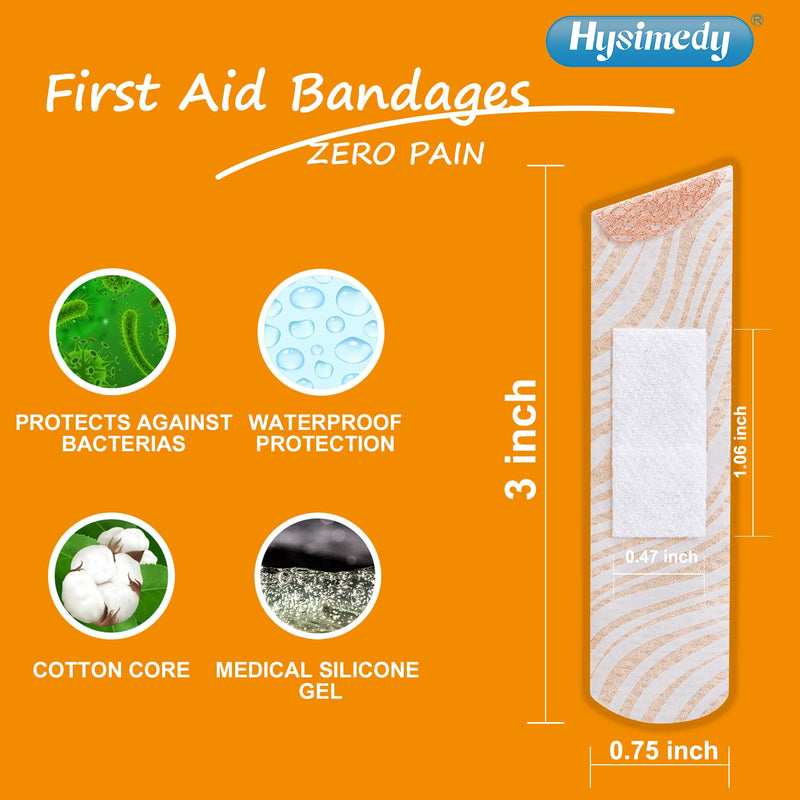 [Australia - AusPower] - Hysimedy Silicone Adhesive Bandages for Sensitive Fragile Skin 3/4” x 3'' Small Bandaids - 60 Counts (Packs of 2) - Easy Off Latex Free Hypoallergenic - Truly Painless Removal for Kids and Elderly 