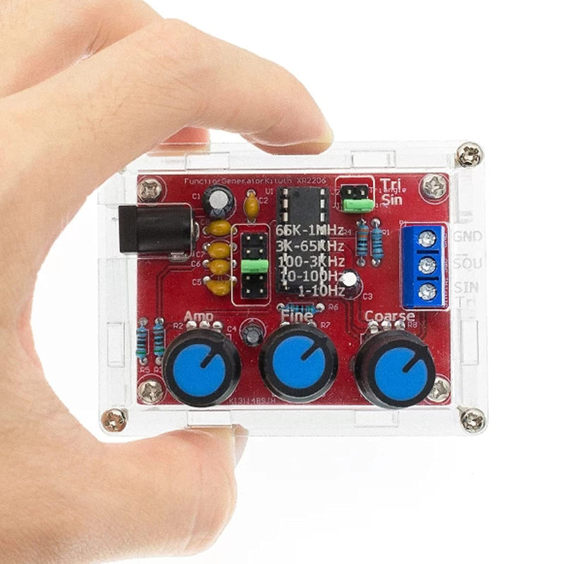 [Australia - AusPower] - Onyehn XR2206 High Precision Function Signal Generator DIY Kit Sine/Triangle/Square Output 1Hz-1MHz Adjustable Frequency Amplitude + Transparent Case Box Shell 