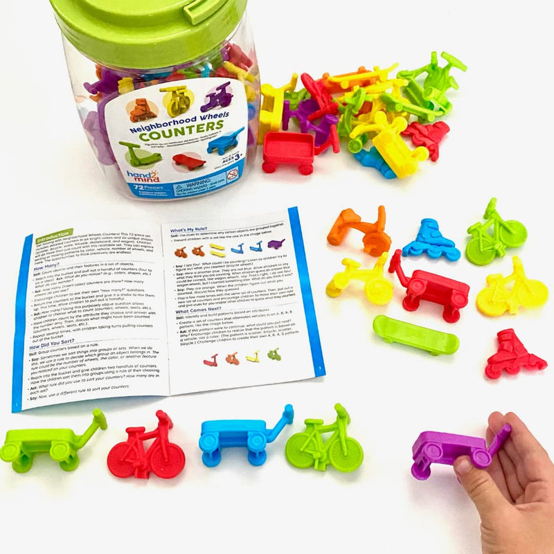[Australia - AusPower] - hand2mind Neighborhood Wheels Counters, Counters for Kids Math, Counting Objects, Color Sorting, Toys for Counting, Sorting Toys, Counting Manipulatives, Preschool Learning, Montessori Math Materials 