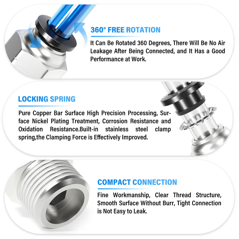 [Australia - AusPower] - TAILONZ PNEUMATIC Male Straight 5/16 Inch Tube OD x 3/8 Inch NPT Thread Push to Connect Fittings PC-5/16-N3 (Pack of 10) 5/16"OD x 3/8"NPT 