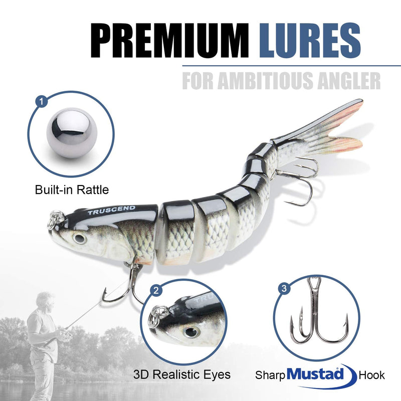 [Australia - AusPower] - TRUSCEND Fishing Lures for Bass Trout Multi Jointed Swimbaits Slow Sinking Bionic Swimming Lures Bass Freshwater Saltwater Bass Lifelike Fishing Lures Kit 