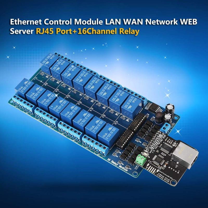 [Australia - AusPower] - Bewinner Ethernet Control Module,16-Channel Relay Module,RJ45 Interface,Ethernet TCP/IP Relay On-Off Output Relay Module Board for Smart Home Control 