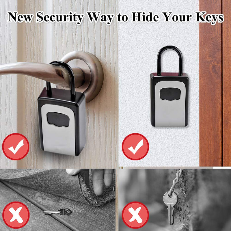 [Australia - AusPower] - Key Lock Box Wall Mounted, Portable Lock Box for House Key, 5 Key Capacity, Weatherproof Resettable Code House Key Safe Security Lock Box for Outside Realtors Garage Spare (1 Pack) 1 