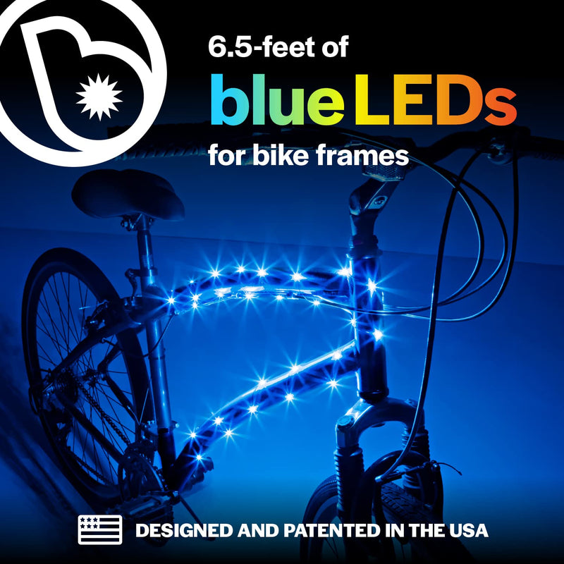 [Australia - AusPower] - Brightz CosmicBrightz LED Bike Frame Rope Light - 6.5-Foot String Rope - Battery-Powered with On/Off Switch - Ultra Bright Color Keeps Your Ride Fun and Safe for Kids, Teens, & Adults Blue 