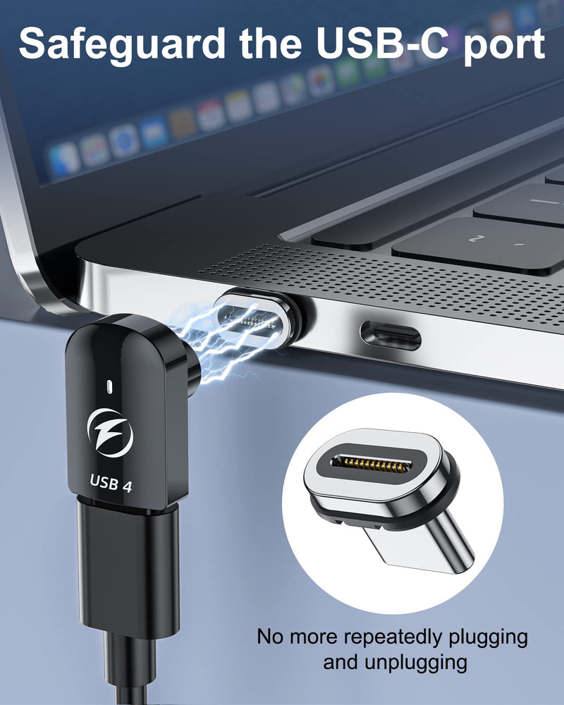 [Australia - AusPower] - seynli USB C Magnetic Adapter - Supports 40Gbps USB4 Data Transfer, 140W Fast Charging Power Delivery, 8K@60Hz Video Display - The Ultimate Replacement for Magnetic USB C Charging Cable Right Angle 