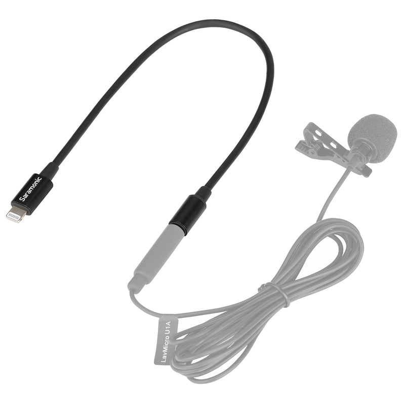 [Australia - AusPower] - Saramonic 3.5mm TRS Male to Apple Lightning Connector Microphone & Audio Adapter Cable 9" (22.86cm) (SR-C2000), black 