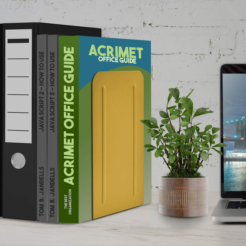 [Australia - AusPower] - Acrimet Jumbo Premium Metal Bookends 9" (Heavy Duty) (Yellow Color) (1 Pair) 