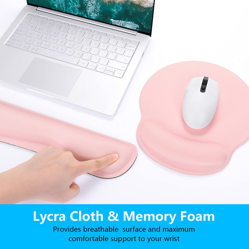 [Australia - AusPower] - Dapesuom Keyboard Wrist Rest and Mouse Pad with Wrist Support, Memory Foam Wrist Rests for Keyboard and Mouse Set, Ergonomic Wrist Pad with Non Slip Base for Easy Typing and Pain Relief, (HSTZ-Pink) Pink 