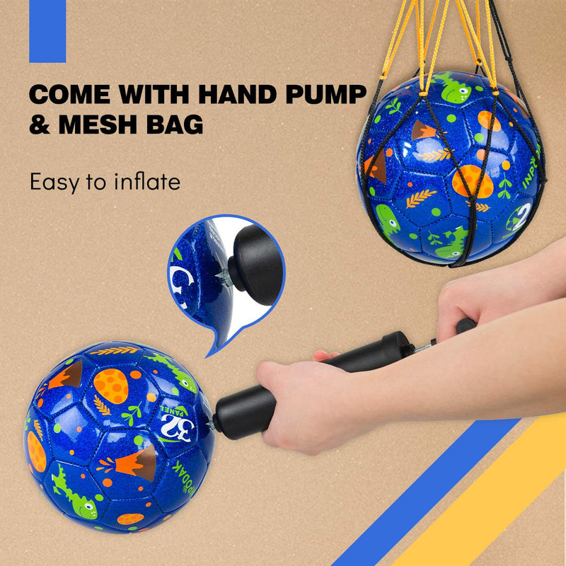 [Australia - AusPower] - Soccer Ball Size2 Size 3 Toddler Soccer Ball Cartoon Ball Baby Soccer Ball for Kids Years 3 4 5 6 7 8 9 10 Indoor Outdoor Blue Dinosaur 