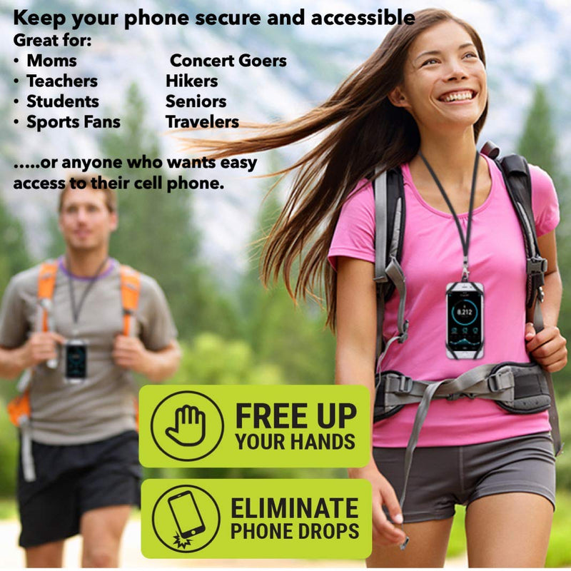 [Australia - AusPower] - Gear Beast Universal Cell Phone Lanyard - Silicone Cell Phone Holder for Walking w/Neck ﻿Strap, Black 