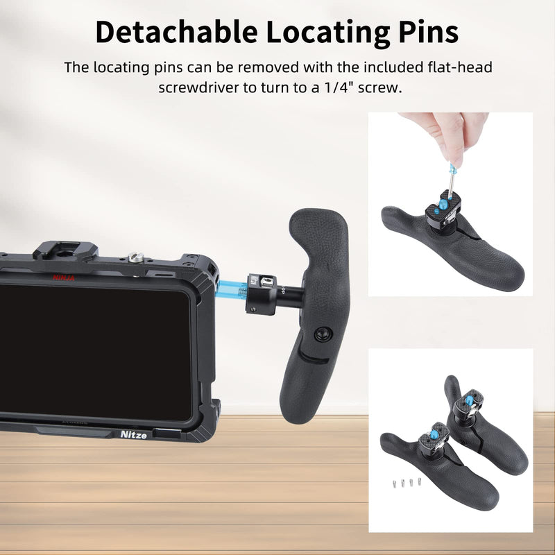 [Australia - AusPower] - Nitze Side Handle Kit with 1/4" Screw and Detachable Locating Pins for Smartphone Cage, iPad Cage and Monitor Cage - PA32D 