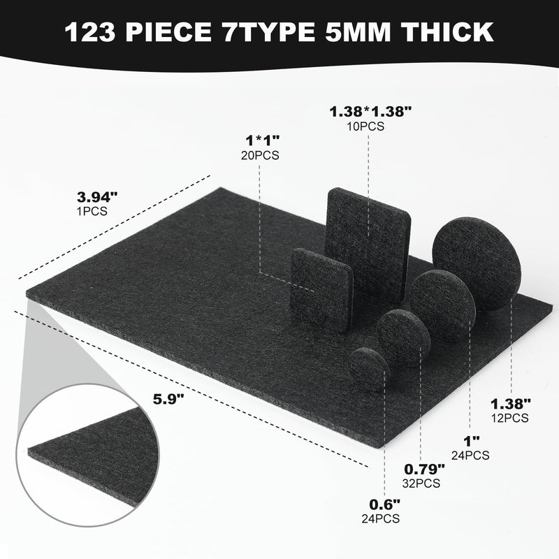 [Australia - AusPower] - MaHonestFelt Felt Furniture Pads 123 PCS Premium Furniture Pads - Felt Pads Furniture Feet Best Wood Floor Protectors - Protect Your Hardwood & Laminate Flooring 