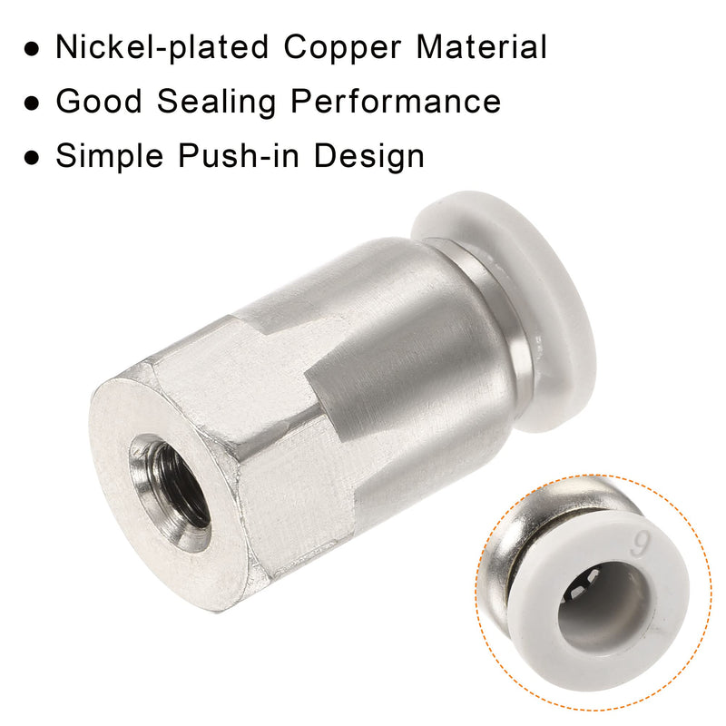 [Australia - AusPower] - MECCANIXITY Push to Connect Fittings M5 Female Thread Fit 6mm Tube OD Nickel-Plated Copper Straight Union Fitting, Pack of 4 