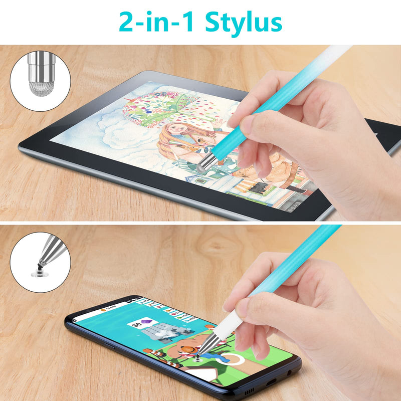 [Australia - AusPower] - Stylus Pen for iPad (2 Pcs), 2 in 1 Magnetic Disc Touch Screens Stylus Pens High Sensitivity Pencil Compatible with Apple/iPhone/iPad/Android/Tablet and All Capacitive Touch Screens white blue/white purple 