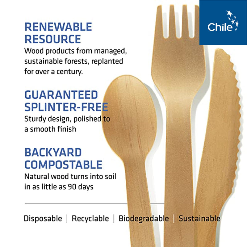 [Australia - AusPower] - WoodAble - Disposable Wooden Forks, Spoons, Knives Set | Alternative to Plastic Cutlery - Eco Biodegradable Replacements (100 Count - 40 Forks, 40 Spoons, 20 Knives) 100 Mix (40 Forks, 40 Spoons, 20 Knives) 