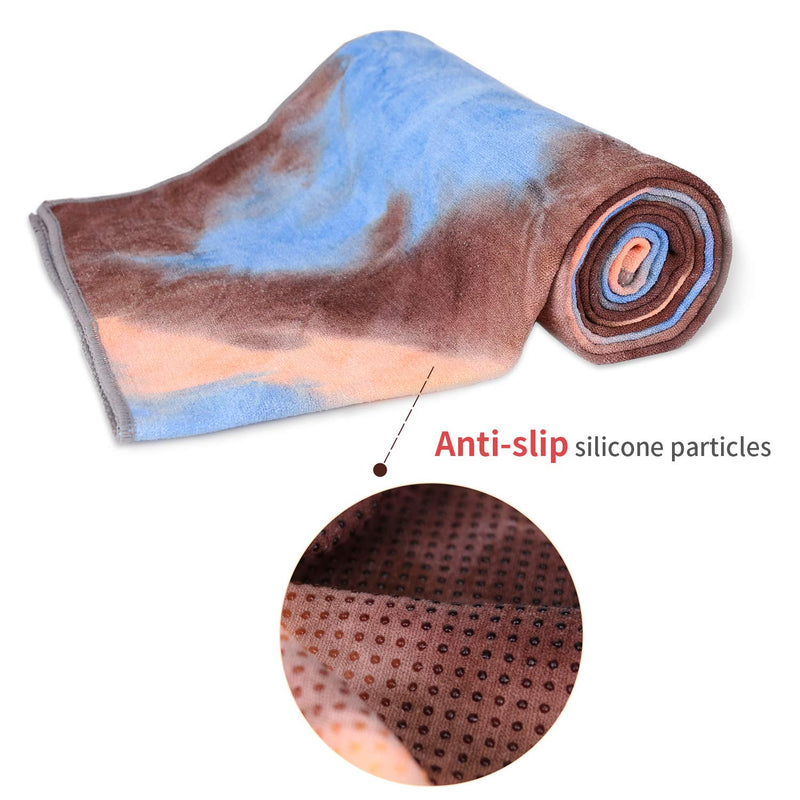 [Australia - AusPower] - DREAM SLIM Non Slip Yoga Towel Hot Yoga Towel Non Slip Grip Foldable Skidless Yoga Towel Yoga Towel, 24in x 72in, Multicolor - Blue 
