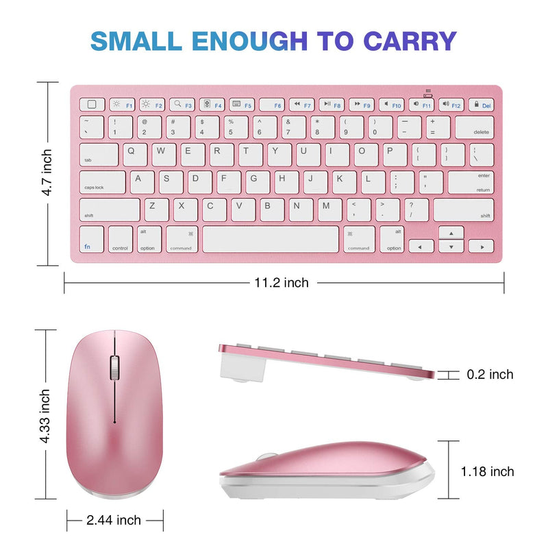 [Australia - AusPower] - OMOTON Bluetooth Keyboard and Mouse for iPad (iPadOS 13 and Above), Wireless Keyboard and Mouse Compatible with iPad 10.2, iPad Pro 12.9/11.0, and Other Bluetooth Enabled Devices, Rose Gold 