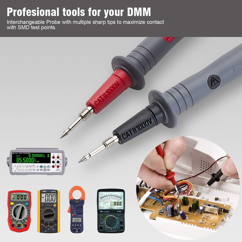 [Australia - AusPower] - WGGE WG-011 Test Lead and Safety Alligator Clips,Multimeter Test Leads Kit CAT III 1000V & CAT IV 600V with Threaded Alligator Clips, 4mm Test Lead Probe Tip. (WG-011) 