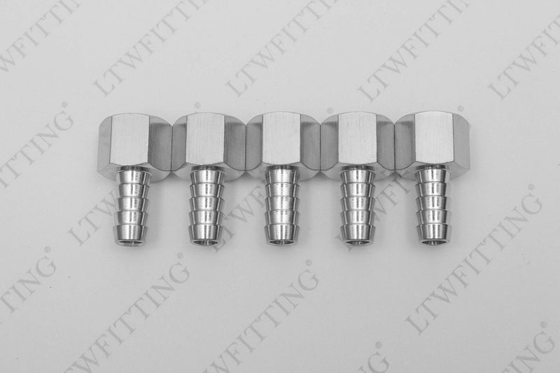 [Australia - AusPower] - LTWFITTING Bar Production Stainless Steel 316 Barb Fitting Coupler 3/8" Hose ID x 3/8" Female NPT Air Fuel Water (Pack of 5) 