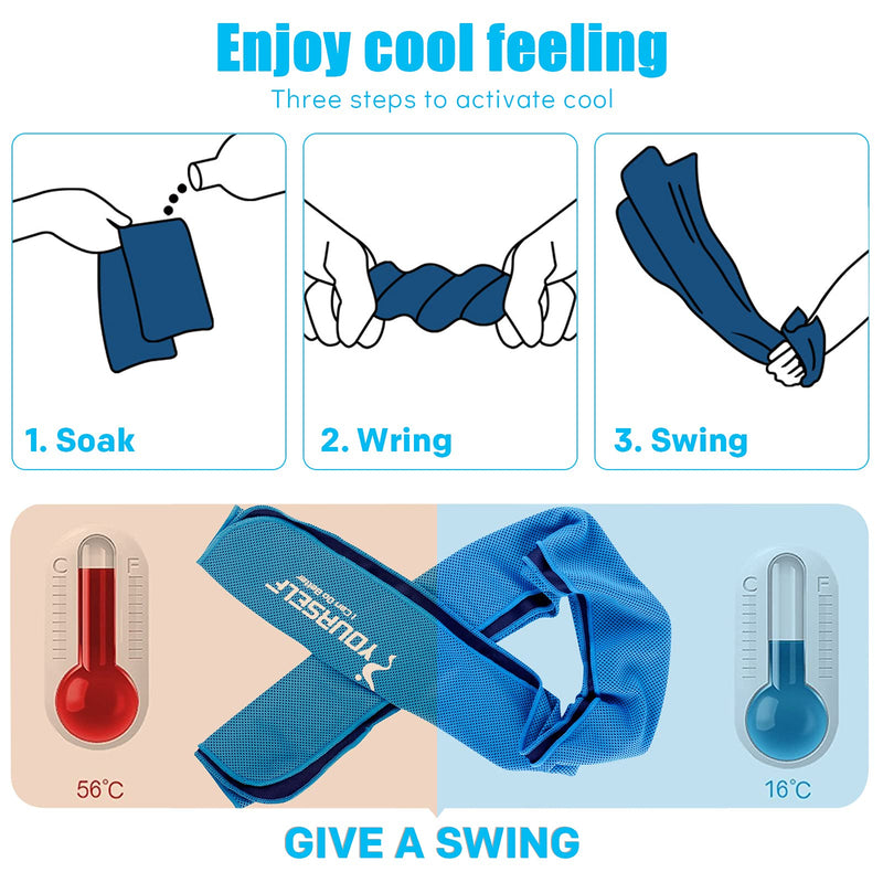 [Australia - AusPower] - SYOURSELF Cooling Towel, Cooling Towels for Neck,4 Pack 40" x 12"Ice Towel for Instant Cooling Relief, Soft Breathable Chilly Towel, Perfect Yoga, Golf, Sports, Athletes, Camping Towel(Blue) 4 Pack-blue 40"x12" 