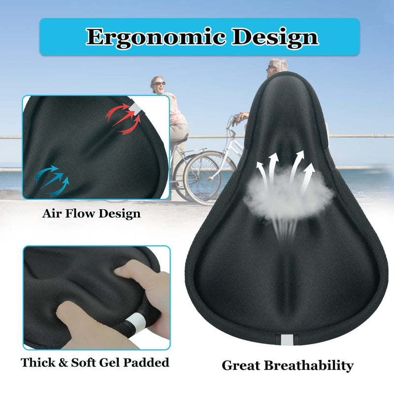 [Australia - AusPower] - Geronmine Gel Bike Seat Cover Padded Bicycle Saddle Covers for Women & Men, Most Comfortable Exercise Bike Seat Cushion Cover, Soft for Spin Indoor Outdoor Cycling Class Mountain Stationary Bikes 