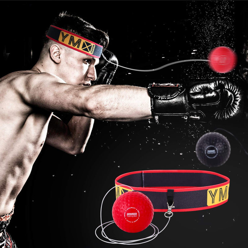 [Australia - AusPower] - YMX Boxing Training Reflex Ball - Adjustable Elastic Head Band, Light Weight Soft Foam Balls - Improve Hand to Eye Coordination, Reaction Speed, Focus, Accuracy - Cardio Sports Exercise Equipment 