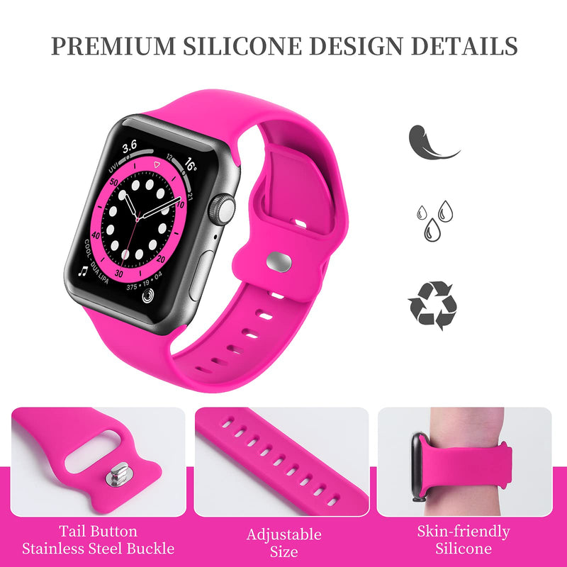[Australia - AusPower] - Upgrade Bands Compatible with Apple Watch Band 38mm 40mm 41mm for Women Men-Soft Silicone Replacement Sport Watch Strap for iWatch SE Series 7 6 5 4 3 2 1-Smartwatch Band Rose 38 mm/40 mm/41 mm 