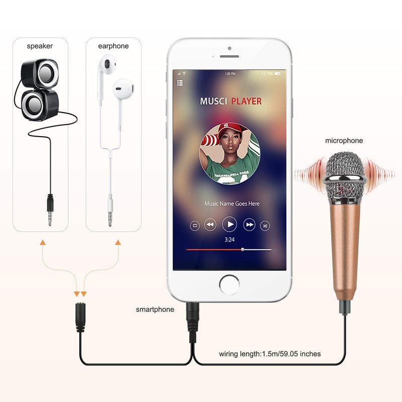 [Australia - AusPower] - Uniwit Mini Portable Vocal/Instrument Microphone for Mobile Phone Laptop Notebook Apple iPhone Sumsung Android with Holder Clip (Golden) Golden 