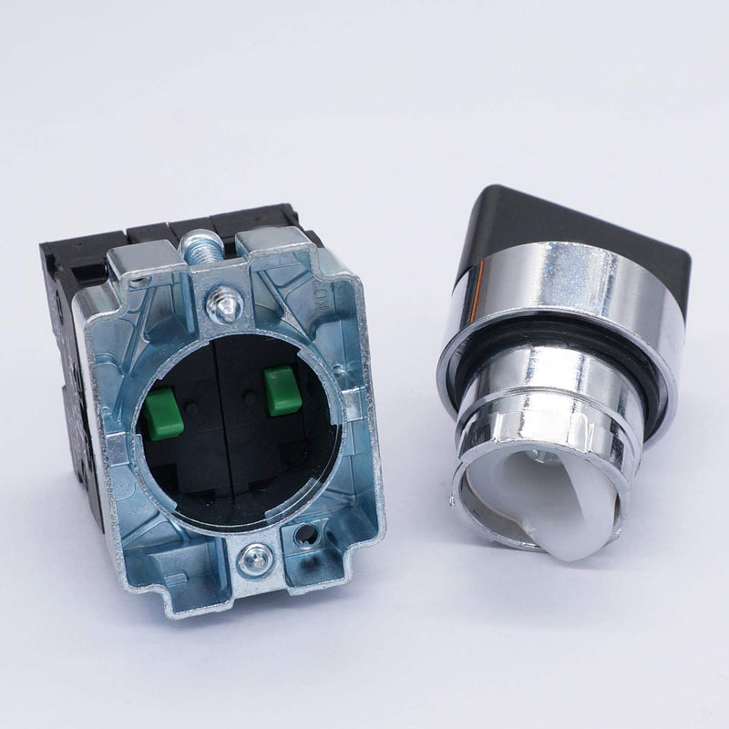 [Australia - AusPower] - TWTADE / 2Pcs 22mm Selector Switch 2 NO 3 - Positions Maintained Latching Rotary Selector Switch 440V 10A XB2-20X/31-HB2-BD33 Latching-3 Positions 