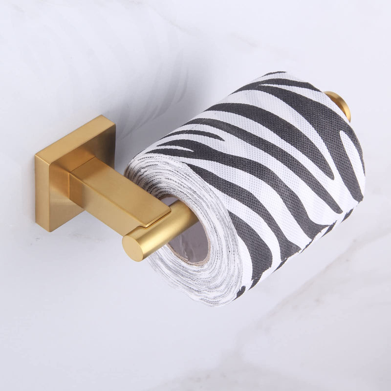 [Australia - AusPower] - Suyar Double Towel Hook Bundle with Toilet Paper Holder (Brushed Gold) 