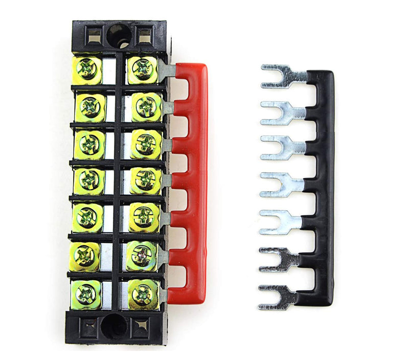 [Australia - AusPower] - YXQ 8-Postion Jumper Block Terminal Strips,400V 25A Barrier Fork Type Stripe TB2508 Block with Pre Insulated Red/Black 4 Pcs 8Pin 2Red +2Black 