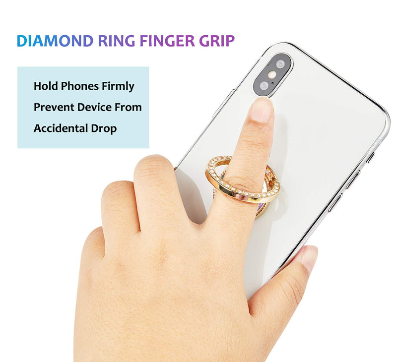 [Australia - AusPower] - Glitter Bling Bling Phone Ring Holder,Sparkle Phone Ring Artificial Diamond Kickstand,Rhinestone Cell Phone Finger Ring Grip for Girls Women for Almost All Phones,Pad(Gold) Gold B 