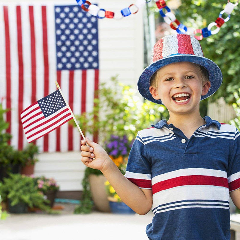 [Australia - AusPower] - 65 Pack Wooden Stick American Flags Hand Held Mini US Flags for American Independence Day (4x6 Inches) 4x6 Inches 