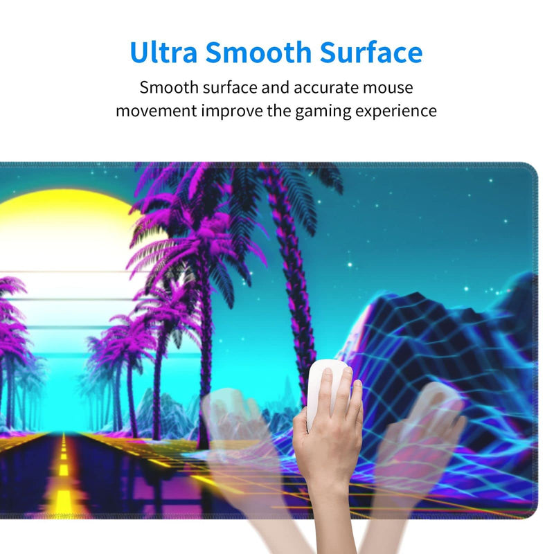 [Australia - AusPower] - Neon Retrowave Gaming Mouse Pad Large XL Desk Mat Long Extended Pads Big Mousepad for Home Office Decor Accessories 31.5 X 11.8 Inch 3 