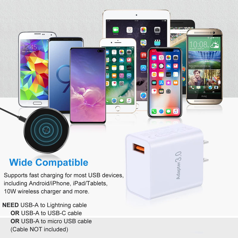 [Australia - AusPower] - Quick Charge 3.0 Wall Charger, OKRAY 2 Pack 18W Fast Charger Power Adapter Phone Charger Fast Charging Blocks Compatible iPhone 11/XR/XS/iPad, Samsung Galaxy S10/S9/S8, Note 10/9/8, Wireless Charger 