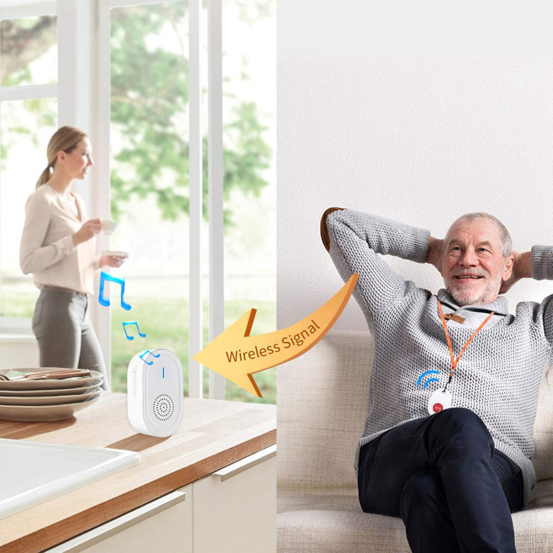 [Australia - AusPower] - CallToU Caregiver Call Button for Elderly at Home,Nurse Call Bell for Elderly Monitoring,Alert Button for Seniors 1 Battery Rechargeable Receiver 2 Call Button 2 call button + 1receiver 