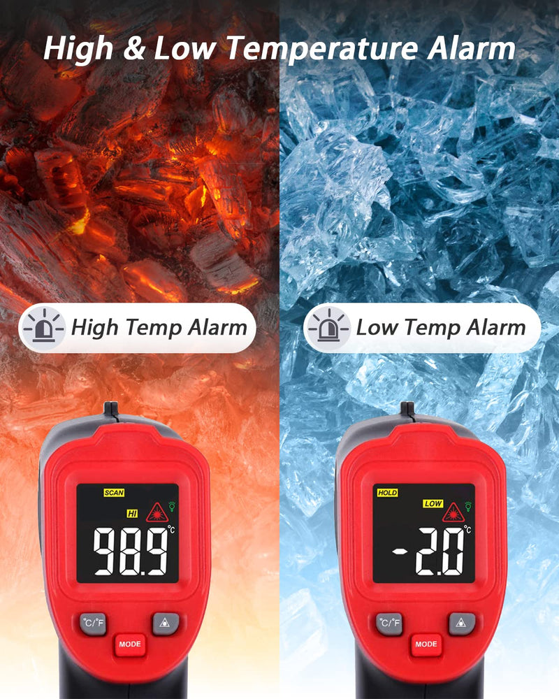 [Australia - AusPower] - Wintact Infrared Laser Thermometer, 58℉ to 752℉(-50℃ to 400℃) No-Contact IR Digital Thermal Heat Surface Temperature Gun for Kitchen Oven Cooking Food Pizza Meat Candy Grill Frying Oil, NOT for Humans 