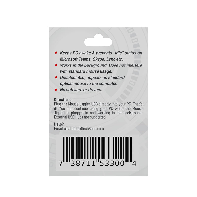 [Australia - AusPower] - Tech8 USA, Undetectable USB Mouse Jiggler, Works in Background, Keeps Teams, Skype, Lync and PC Active, No Software, Plug-and-Play- US Company- 1 Pack One Pack 