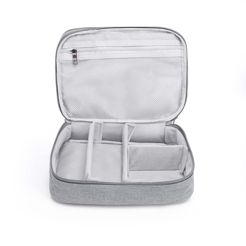 [Australia - AusPower] - BUBM Electronics Travel Organizer, Waterproof Electronic Accessories Case Portable Double Layers All-in-One Storage Bag for Cable, Cord, Charger, Phone, Earphone Grey 
